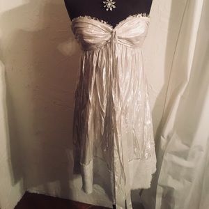 BCBG dress metallic platinum